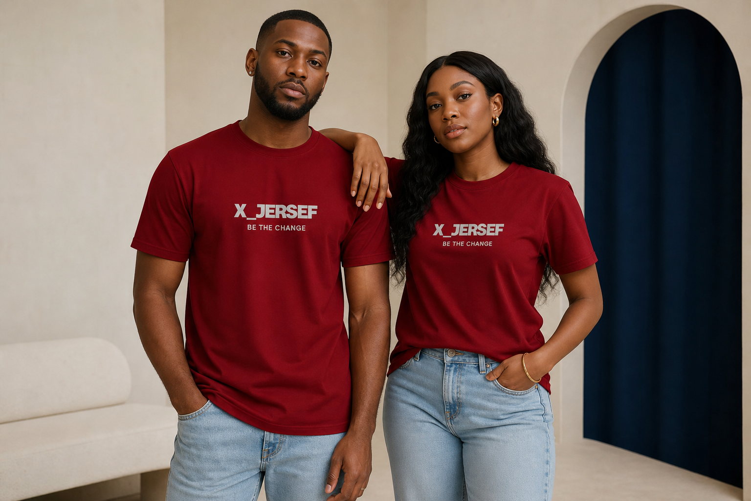 T-shirt X_JERSEF BE THE CHANGE rouge, campagne